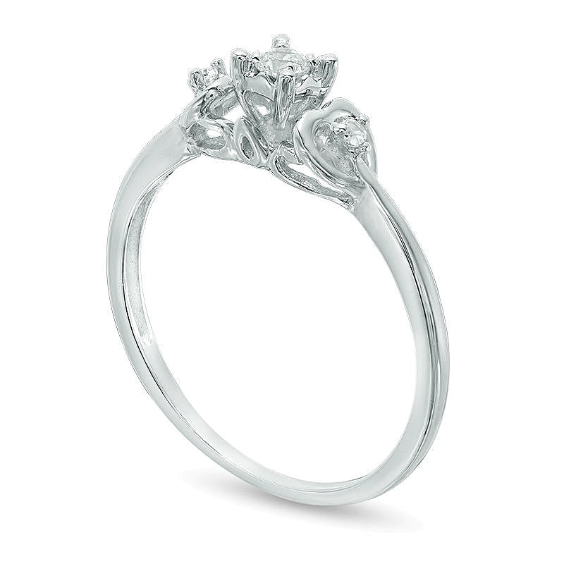 Diamond Accent Side Hearts Promise Ring in 10K White Gold