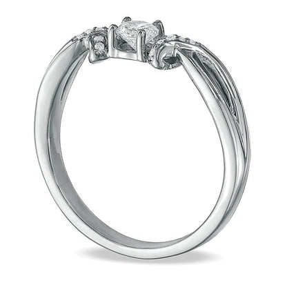 0.2 CT. TW Diamond Ribbon Promise Ring in 10K White Gold