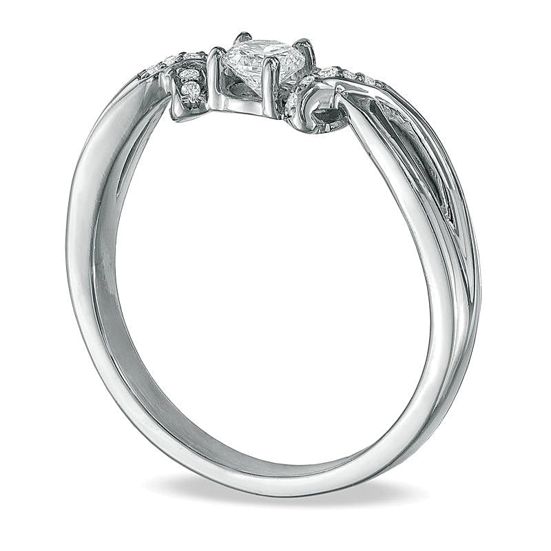 0.2 CT. TW Diamond Ribbon Promise Ring in 10K White Gold