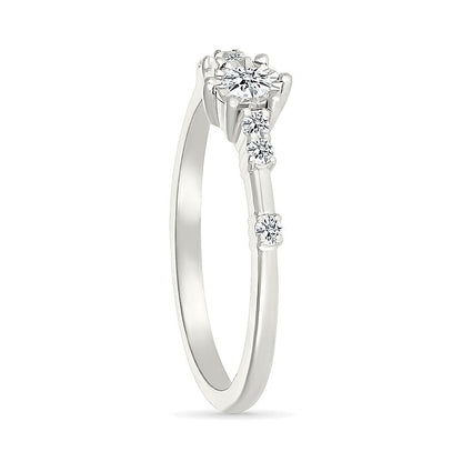 0.17 CT. TW Diamond Station Promise Ring in 10K White Gold
