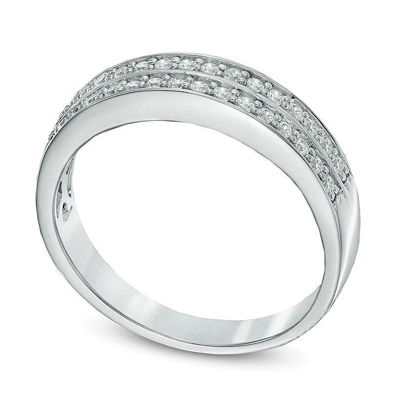 0.25 CT. TW Diamond Double Row Band in 10K White Gold