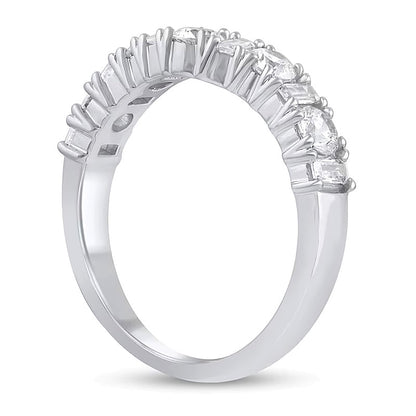 Alternating 1.0 CT. TW Round and Baguette-Cut Diamond Contour Band in 14K White Gold