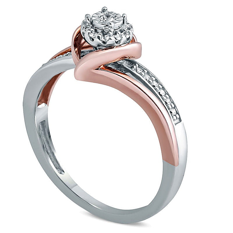 0.13 CT. TW Diamond Frame Swirl Bypass Promise Ring in 10K Two-Tone Gold