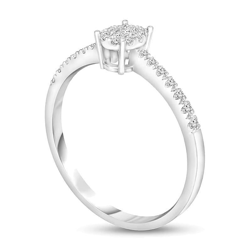 0.13 CT. TW Composite Diamond Oval Frame Promise Ring in 10K White Gold