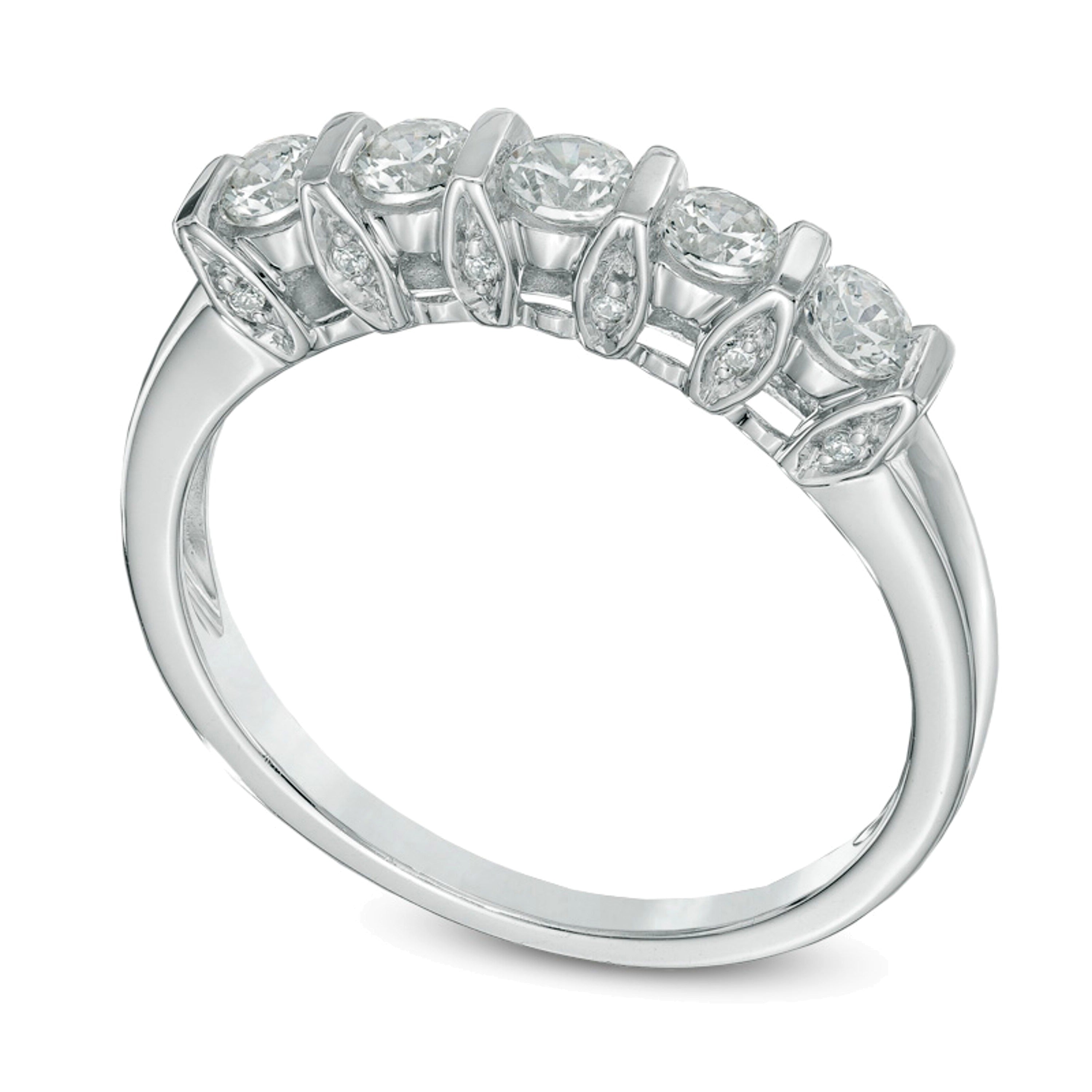 0.5 CT. TW Diamond Five Stone Band in 10K White Gold