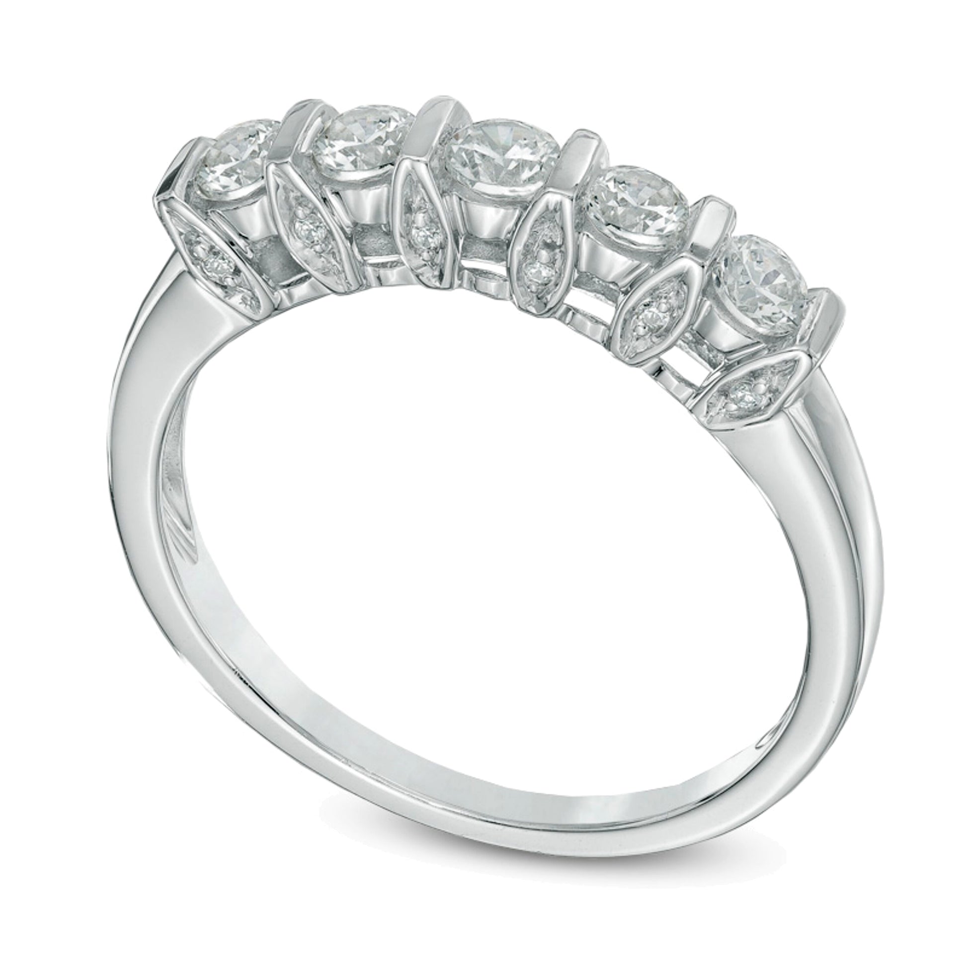 0.5 CT. TW Diamond Five Stone Band in 10K White Gold