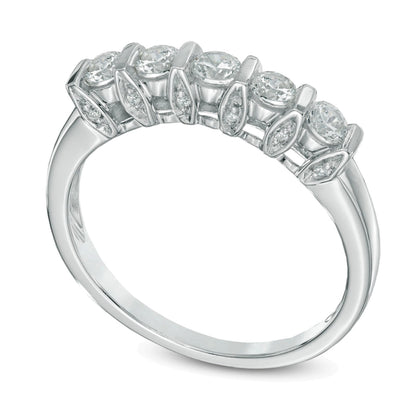 0.5 CT. TW Diamond Five Stone Band in 10K White Gold