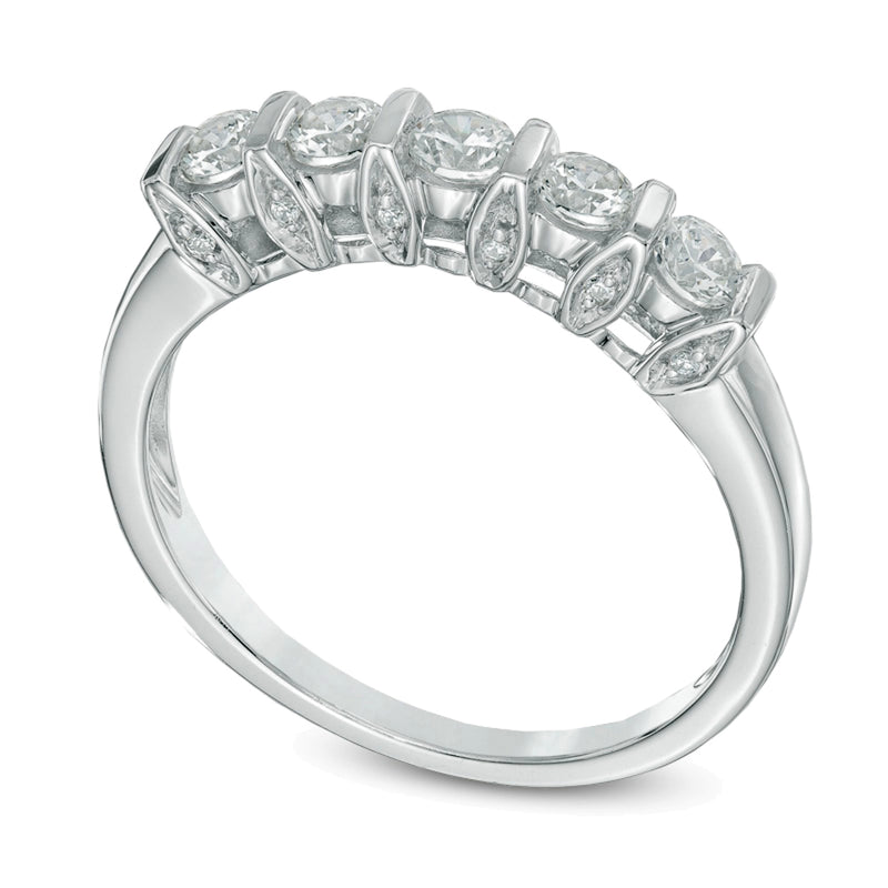 0.5 CT. TW Diamond Five Stone Band in 10K White Gold