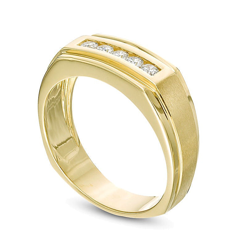 0.25 CT. TW Diamond Five Stone Step Edge Wedding Band in 10K Gold