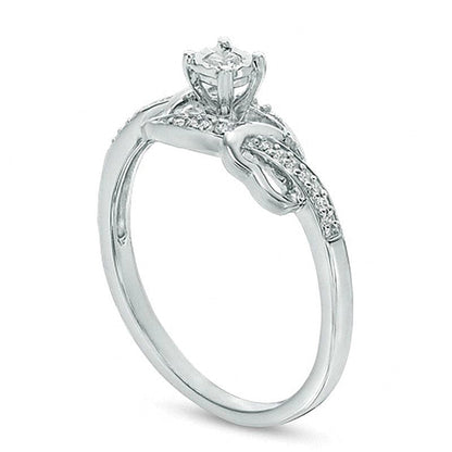 0.1 CT. TW Diamond Double Hearts Promise Ring in 10K White Gold
