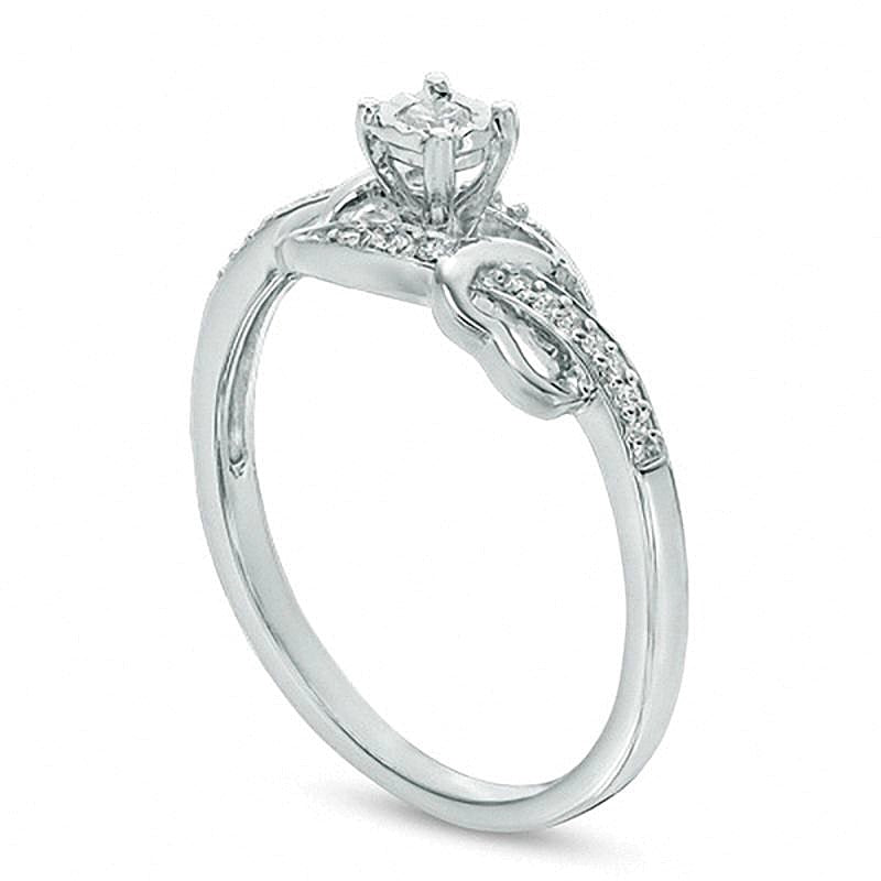 0.1 CT. TW Diamond Double Hearts Promise Ring in 10K White Gold