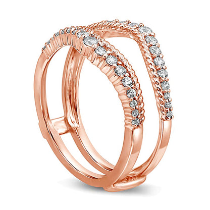 0.38 CT. TW Diamond Rope-Textured Double Row Contour Solitaire Enhancer in 14K Rose Gold