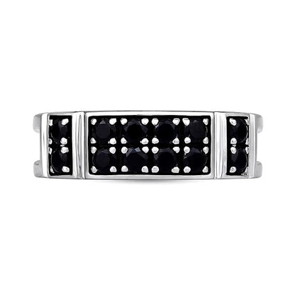 1.0 CT. TW Black Diamond Collar Double Row Band in Sterling Silver