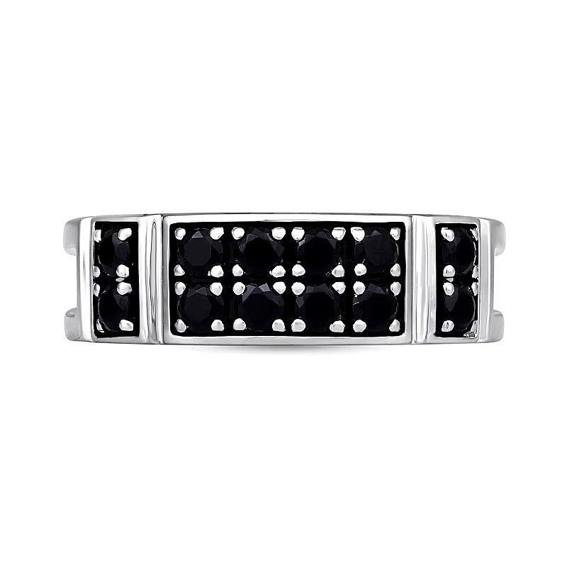 1.0 CT. TW Black Diamond Collar Double Row Band in Sterling Silver