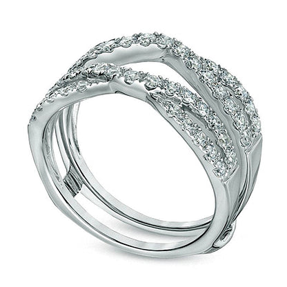 1.0 CT. TW Diamond Twist Split Shank Solitaire Enhancer in 14K White Gold