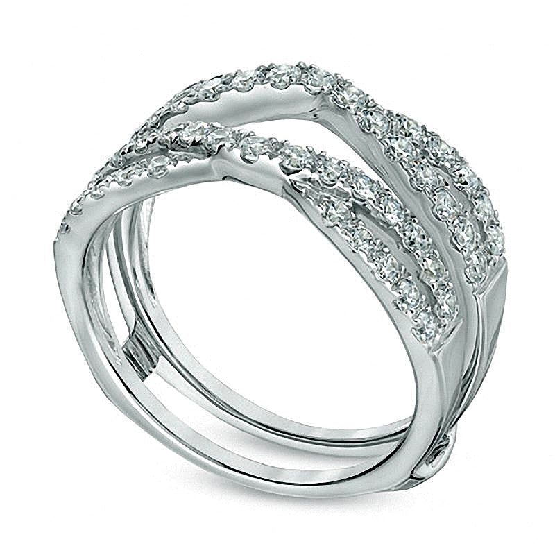 1.0 CT. TW Diamond Twist Split Shank Solitaire Enhancer in 14K White Gold