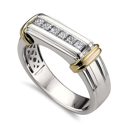 0.5 CT. TW Diamond Collar Ring in 14K Two-Tone Gold