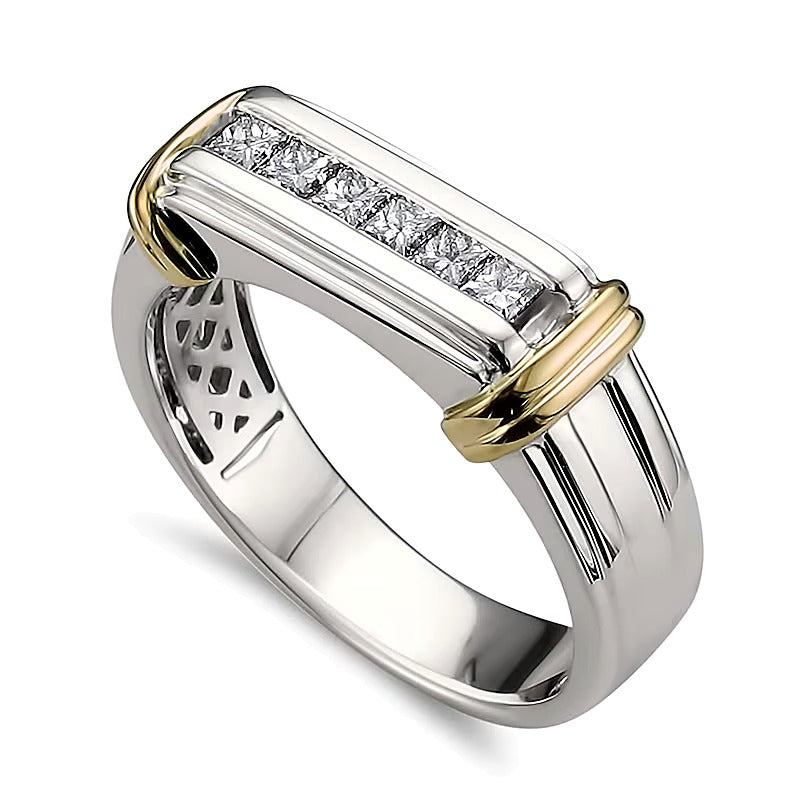 0.5 CT. TW Diamond Collar Ring in 14K Two-Tone Gold