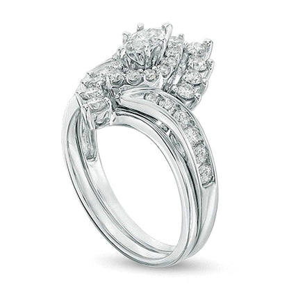 1.0 CT. TW Marquise Diamond Shadow Frame Bridal Set in 14K White Gold