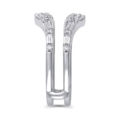 0.75 CT. TW Baguette and Round Diamond Chevron Solitaire Enhancer in 14K White Gold