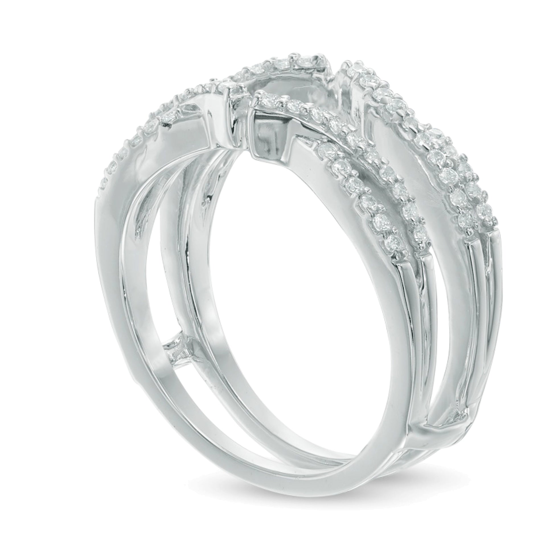 0.33 CT. TW Diamond Crossover Solitaire Enhancer in 10K White Gold