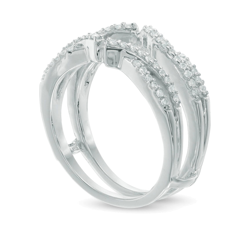 0.33 CT. TW Diamond Crossover Solitaire Enhancer in 10K White Gold