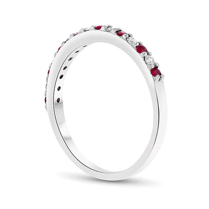Ruby and 0.17 CT. TW Diamond Alternating Band in 14K White Gold