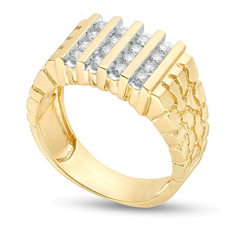 0.5 CT. TW Diamond Four Row Nugget Ring in 10K Gold