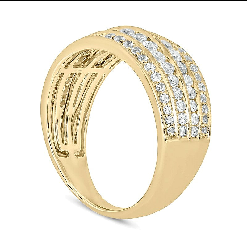 1.0 CT. TW Diamond Multi-Row Vintage-Style Band in 10K Gold