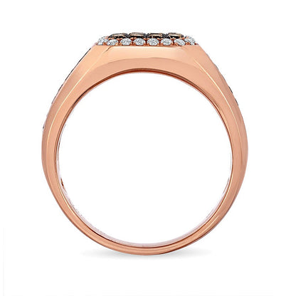 1.13 CT. TW Champagne and White Diamond Octagonal Frame Ring in 14K Rose Gold