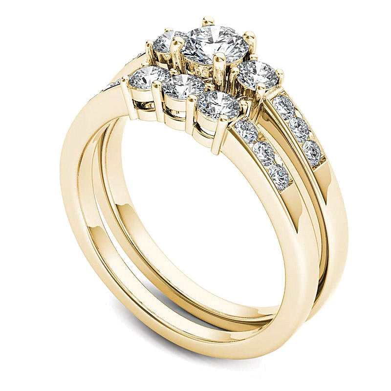 1.0 CT. TW Diamond Three Stone Bridal Set in 14K Gold