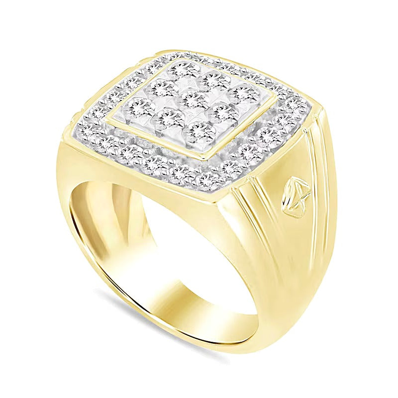 2.0 CT. TW Lab-Grown Multi-Diamond Cushion Signet Ring in 10 Gold (F/VS2)