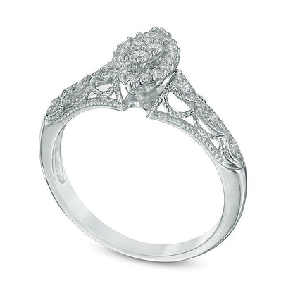 0.2 CT. TW Marquise Composite Diamond Frame Promise Ring in 10K White Gold