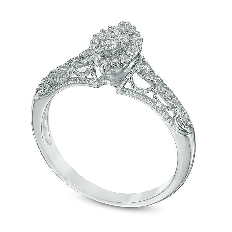 0.2 CT. TW Marquise Composite Diamond Frame Promise Ring in 10K White Gold
