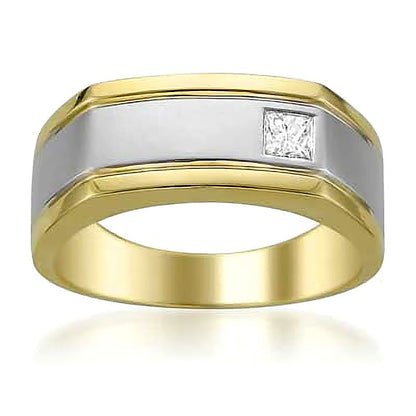0.2 CT. Square-Cut Diamond Offset Solitaire Band in 14K Two-Tone Gold