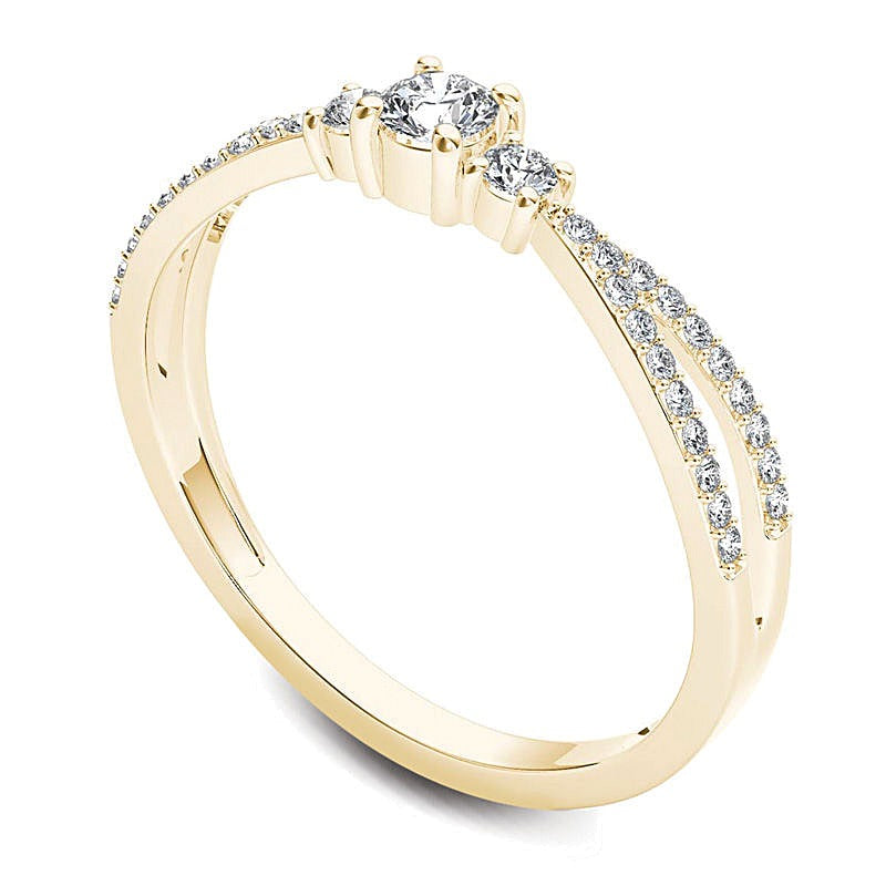 0.25 CT. TW Diamond Three Stone Split Shank Engagement Ring in 14K Gold
