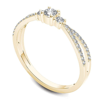 0.25 CT. TW Diamond Three Stone Split Shank Engagement Ring in 14K Gold