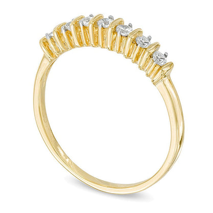 0.1 CT. TW Diamond Seven Stone Wedding Band in 10K Gold