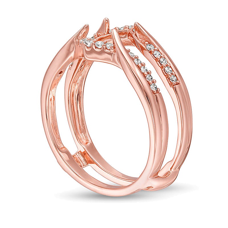 0.2 CT. TW Diamond Chevron Ring Solitaire Enhancer in 14K Rose Gold