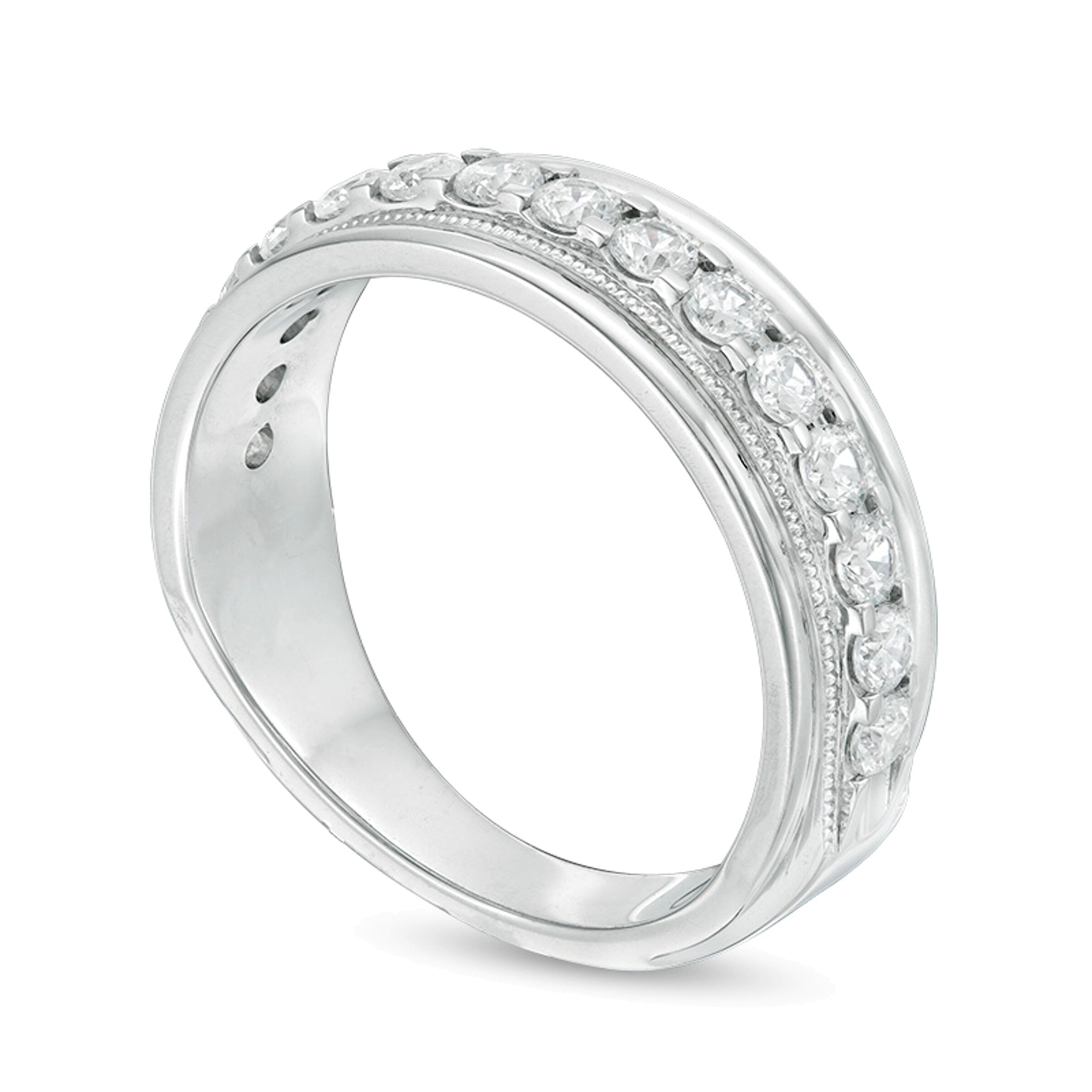 1.0 CT. TW Diamond Vintage-Style Wedding Band in 10K White Gold