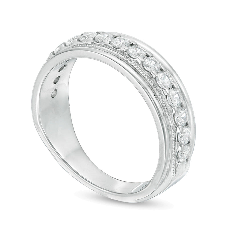 1.0 CT. TW Diamond Vintage-Style Wedding Band in 10K White Gold