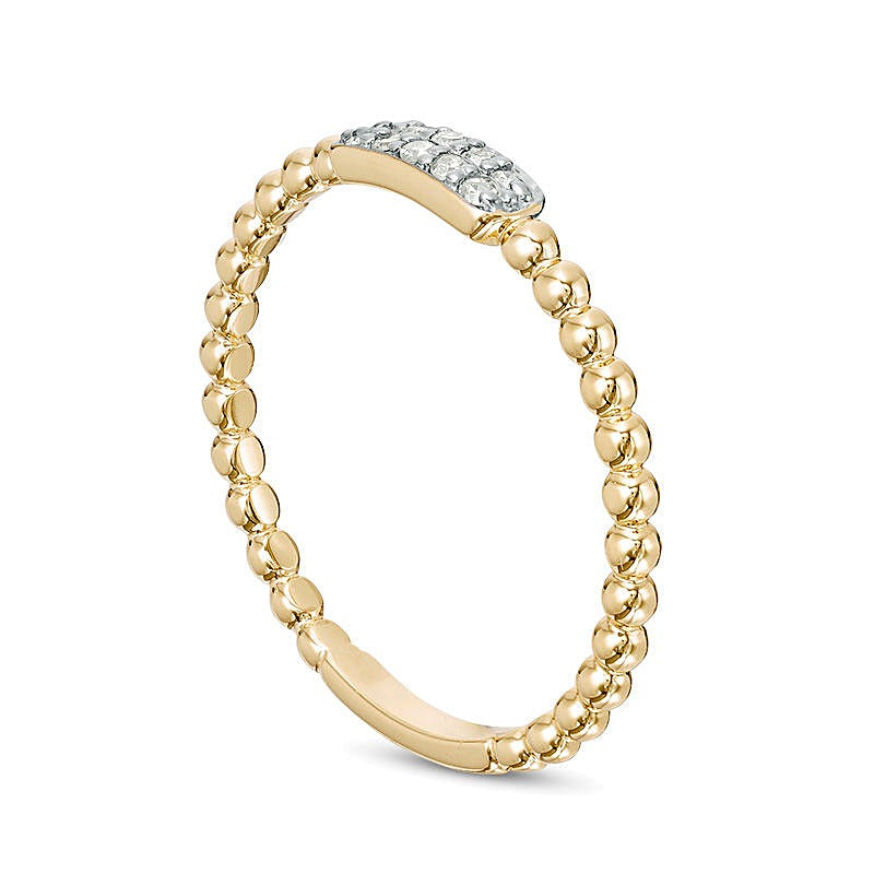 0.07 CT. TW Composite Diamond Rectangle Beaded Stackable Band in 10K Gold