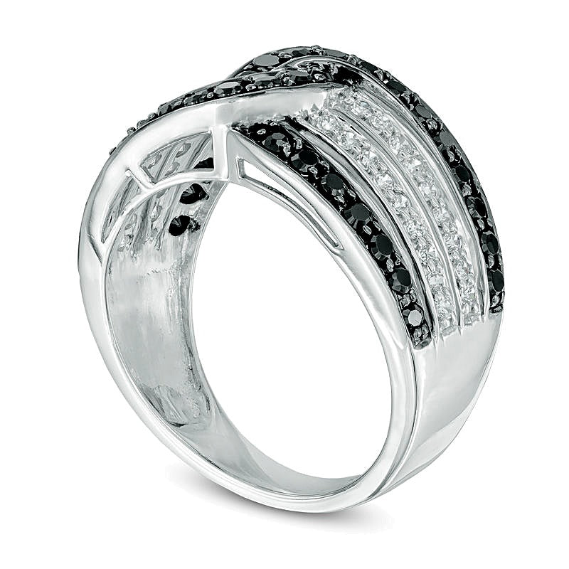1.0 CT. TW Enhanced Black and White Diamond Knot Ring in Sterling Silver