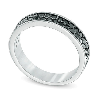 0.5 CT. TW Black Diamond Double Row Band in Sterling Silver