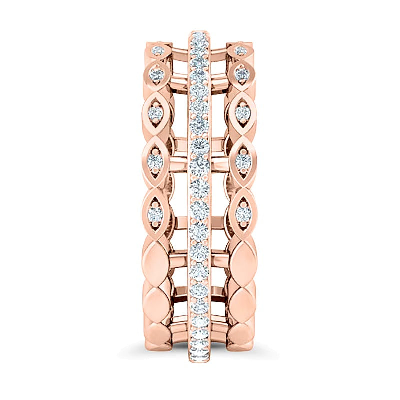 0.38 CT. TW Diamond Marquise Triple Row Open Shank Band in 10K Rose Gold