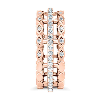 0.38 CT. TW Diamond Marquise Triple Row Open Shank Band in 10K Rose Gold