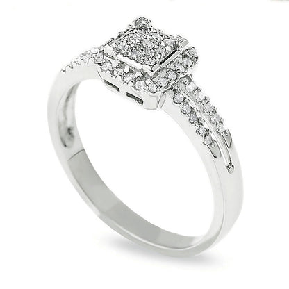 0.25 CT. TW Diamond Split Shank Ring in 10K White Gold