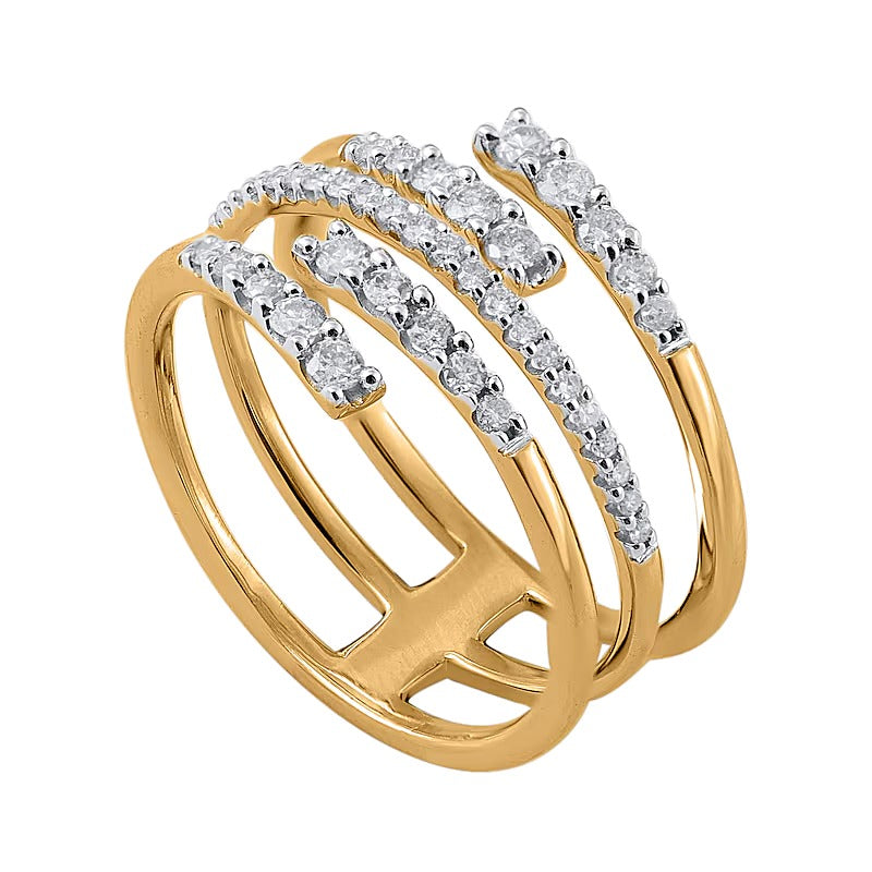 0.5 CT. TW Diamond Multi-Row Open Shank Wrap Ring in 10K Gold