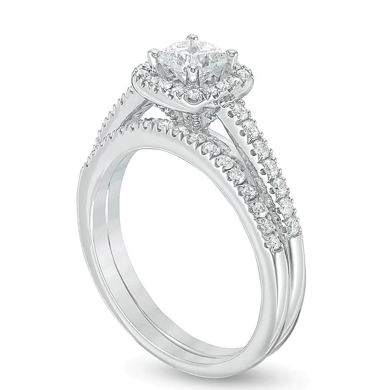 1.0 CT. TW Princess-Cut Diamond Frame Bridal Set in 14K White Gold