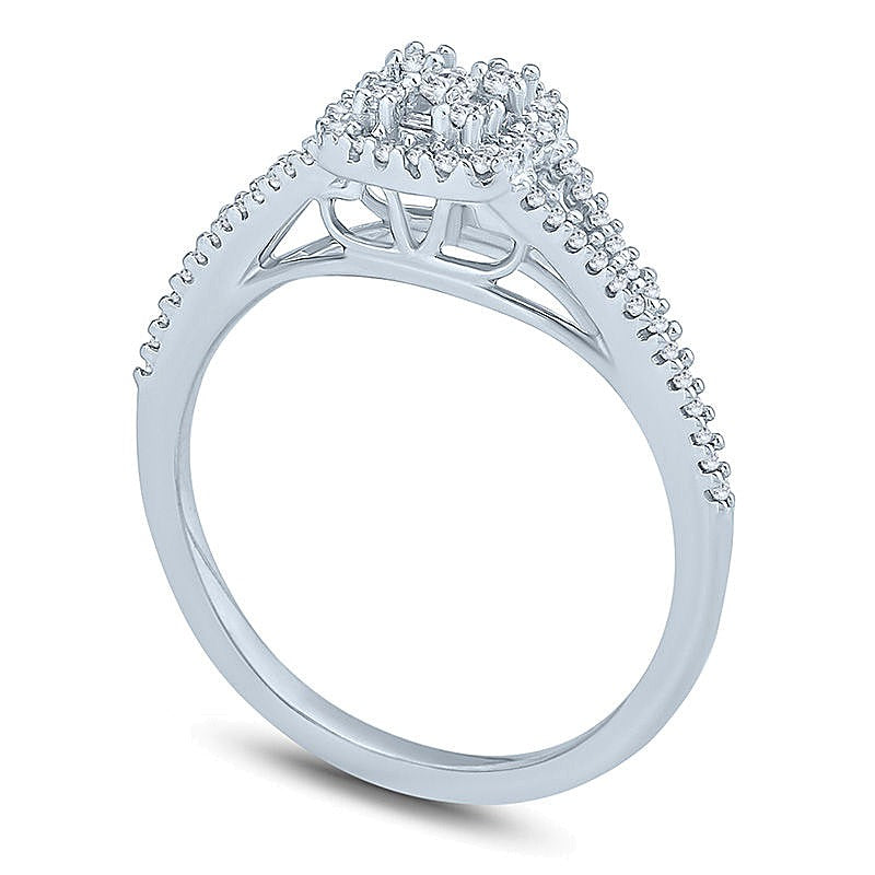 0.25 CT. TW Diamond Double Square Frame Promise Ring in 10K White Gold